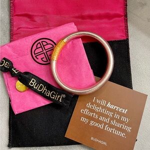 Budhagirl Rose Gold Tzubbie Bangle Bracelet with hair elastic and silk pouch (M)